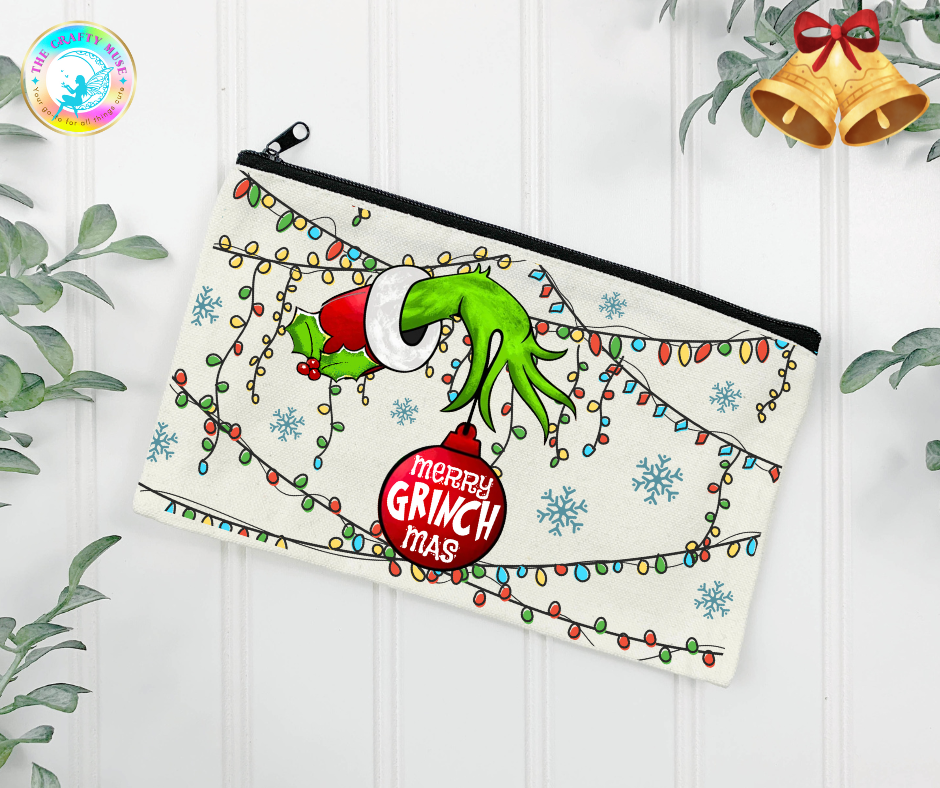 Grinch Themed Cosmetic Bag