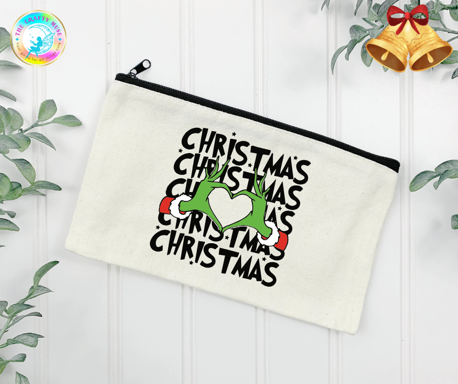 Grinch Themed Cosmetic Bag