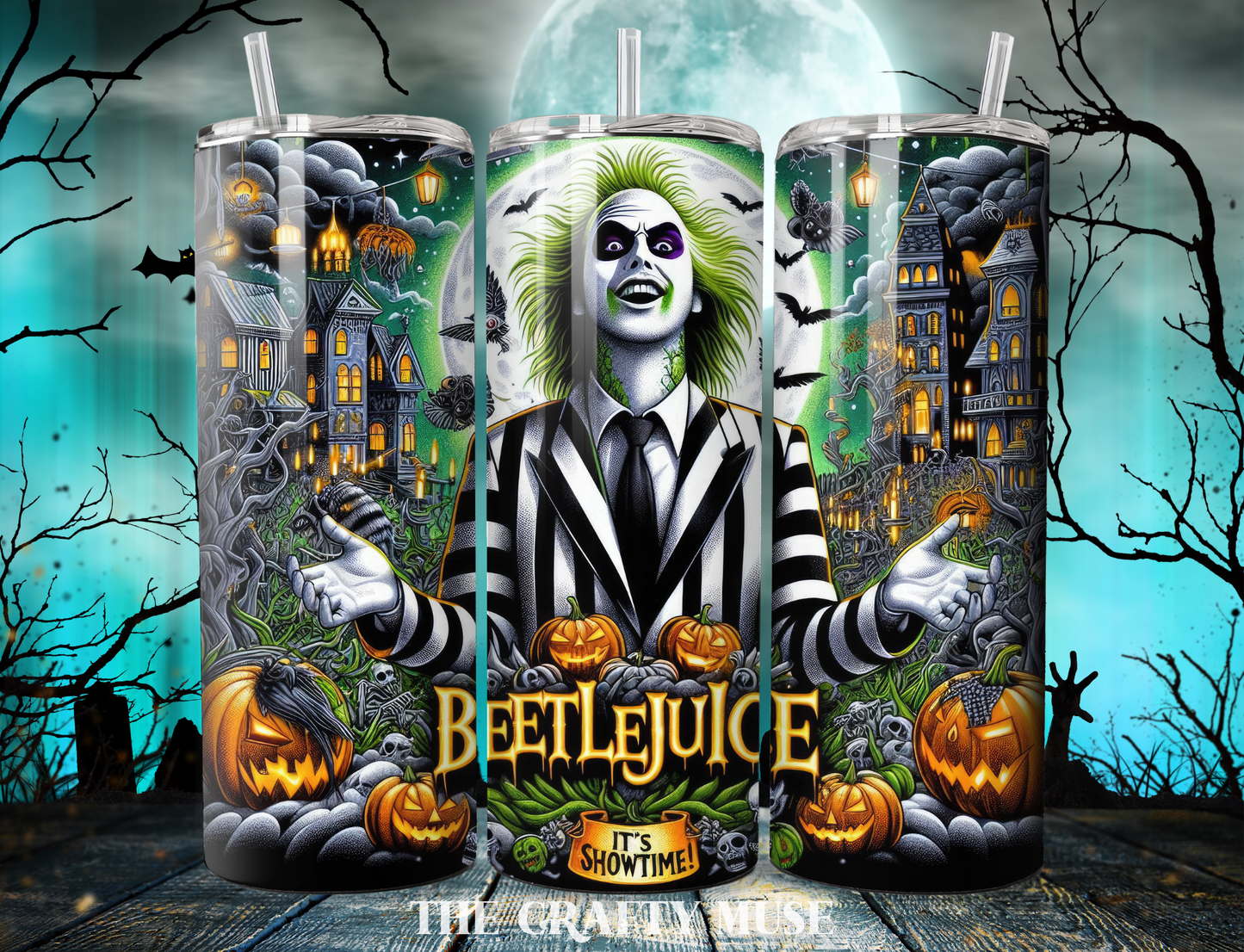Halloween Beetlejuice Themed 20 oz Tumblers