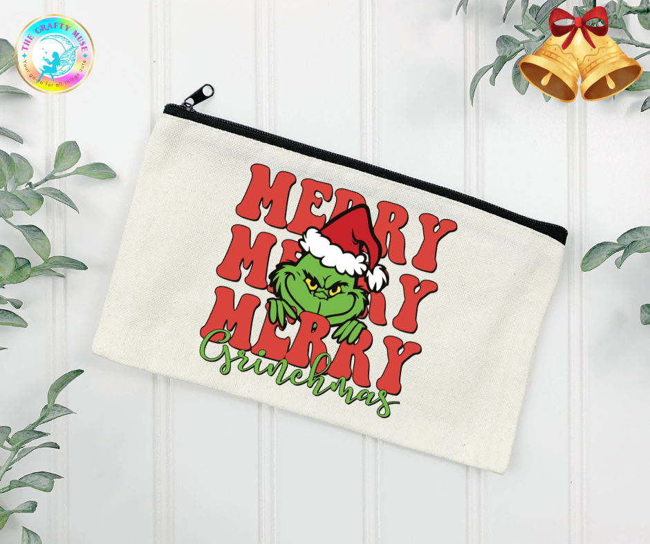Grinch Themed Cosmetic Bag