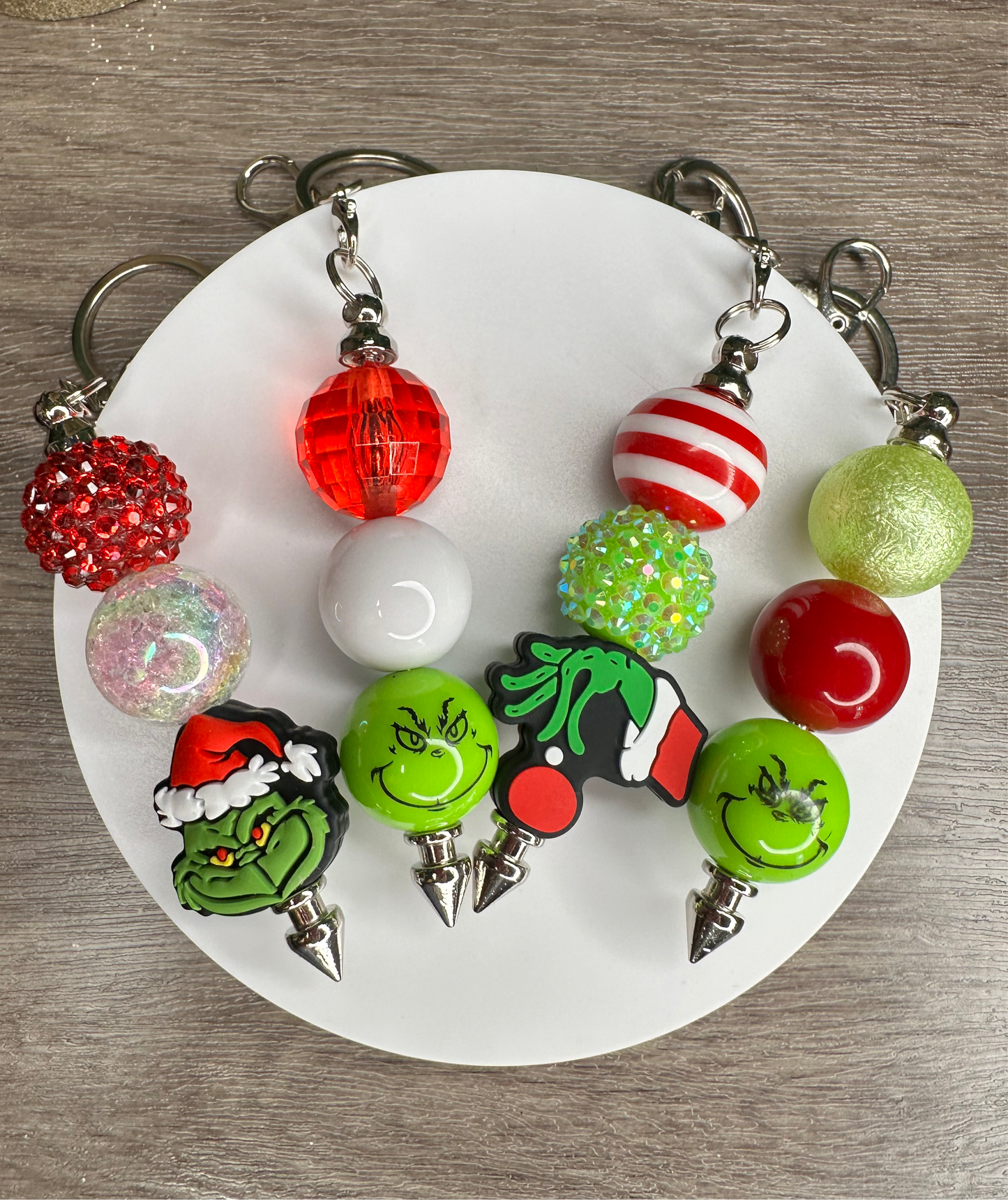 Beadable Grinch Themed Keychain Bar