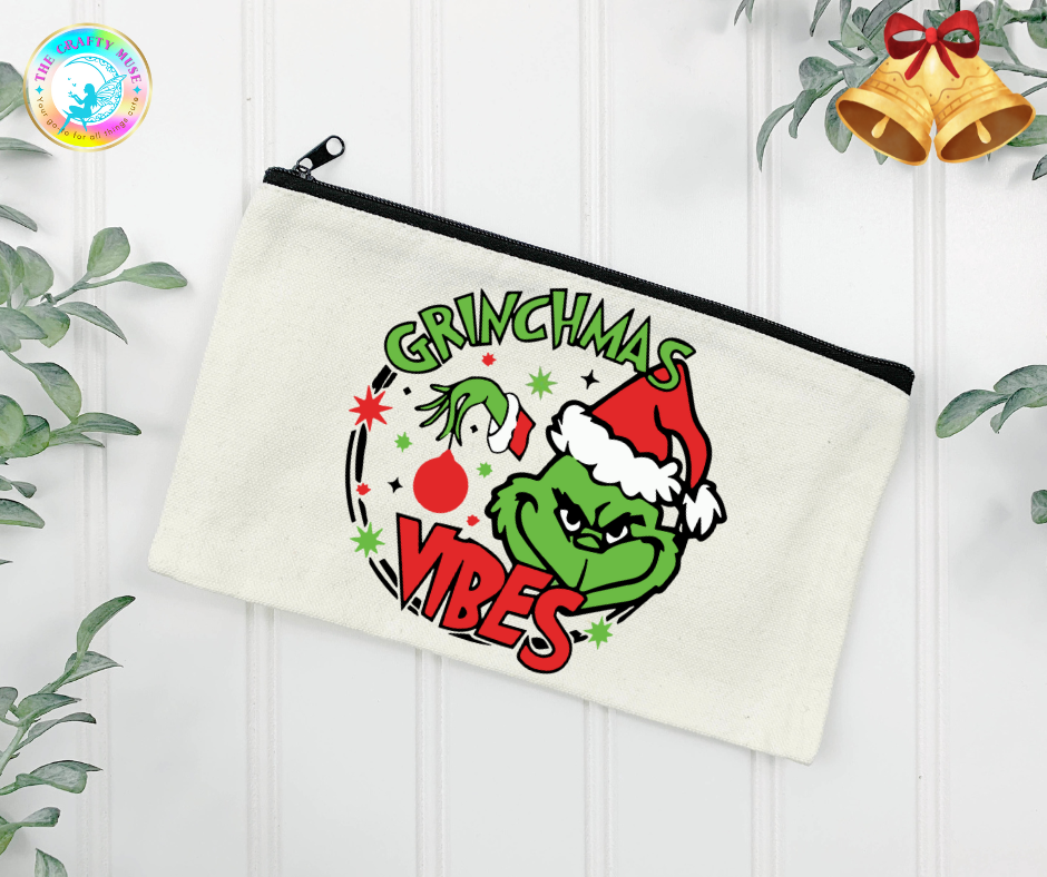 Grinch Themed Cosmetic Bag