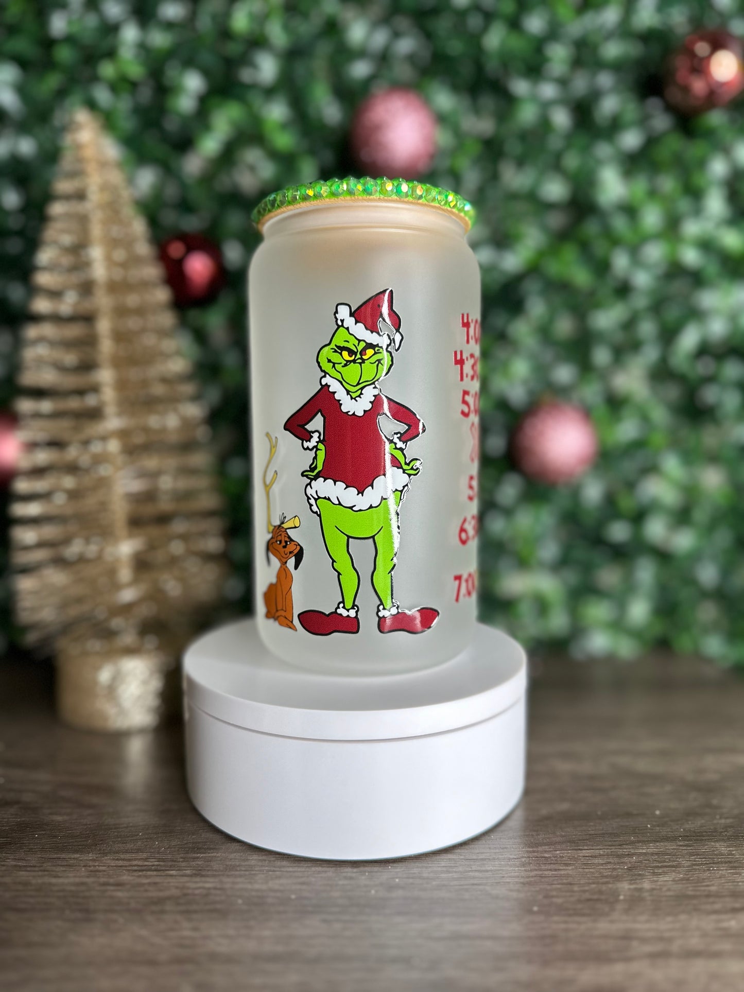 16 oz Matte Glass Can (Customizable) with Bamboo Lid & Straw
