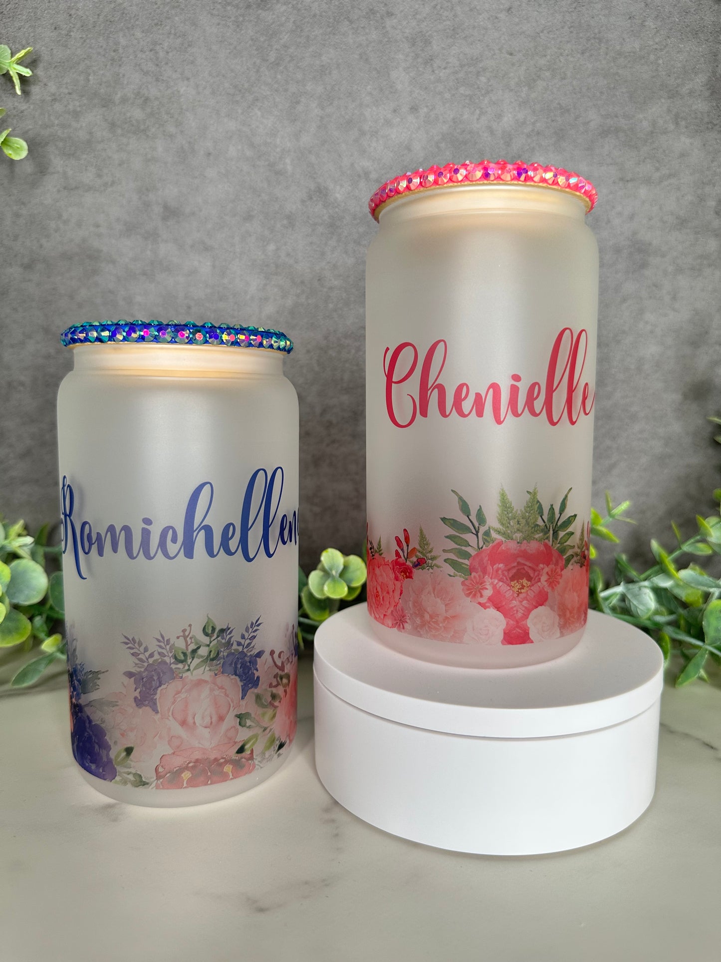 16 oz Matte Glass Can (Customizable) with Bamboo Lid & Straw