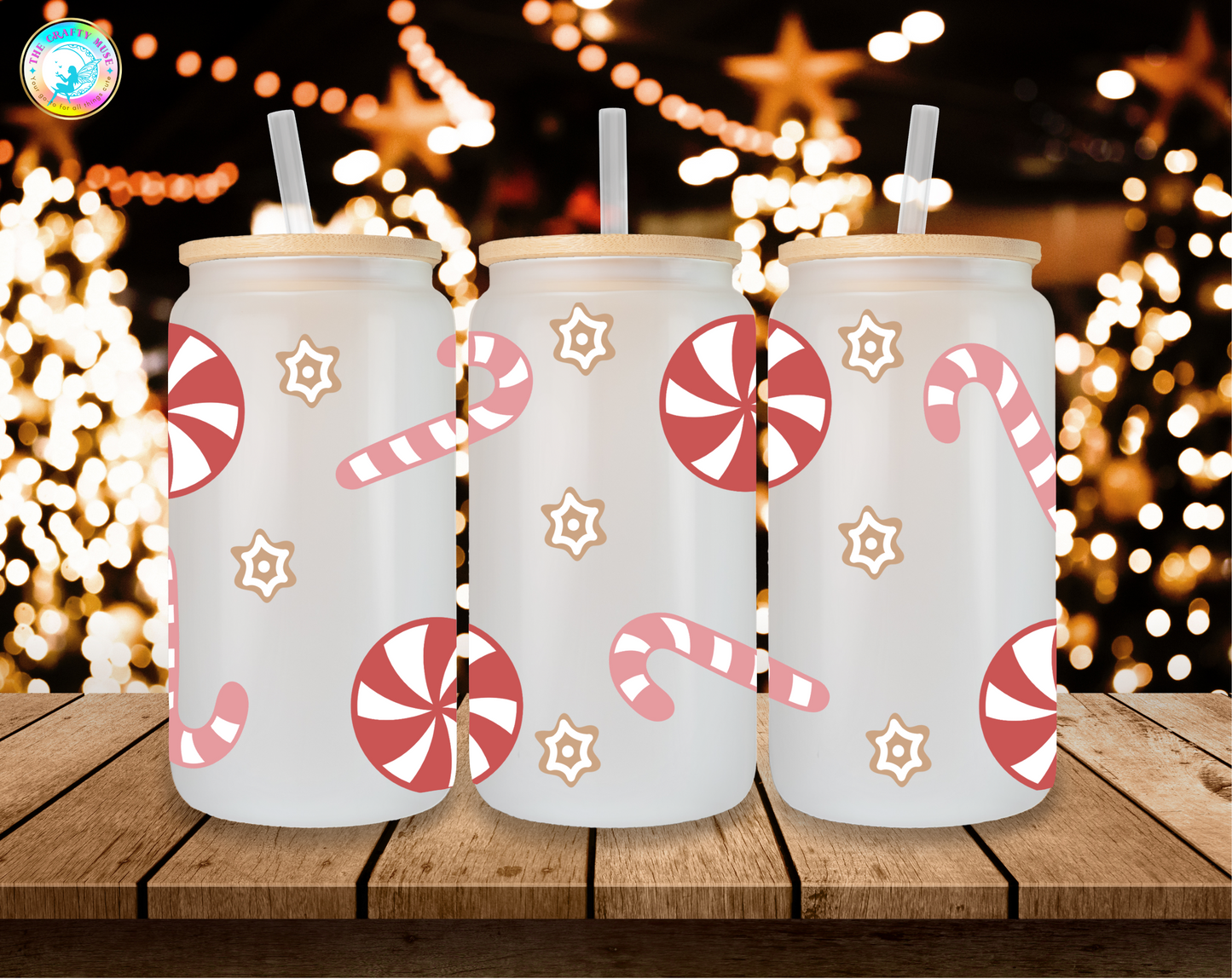 16 oz Christmas Themed Can Glass