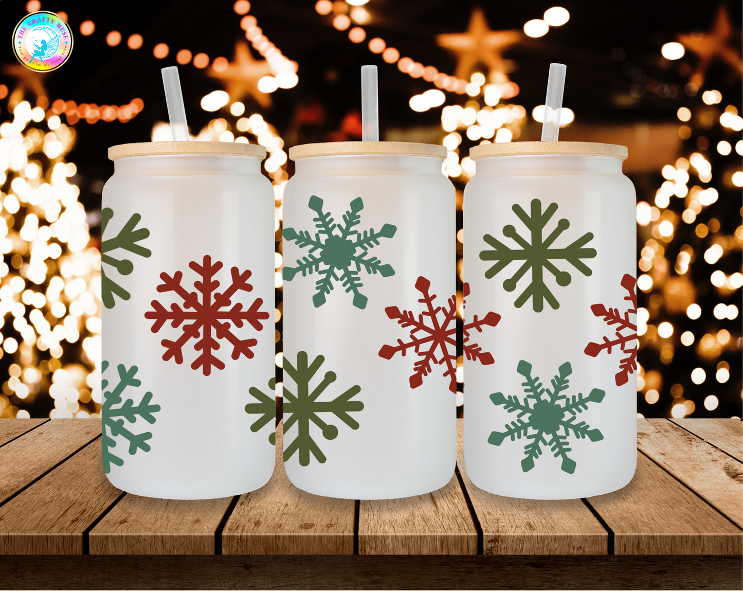 16 oz Christmas Themed Can Glass