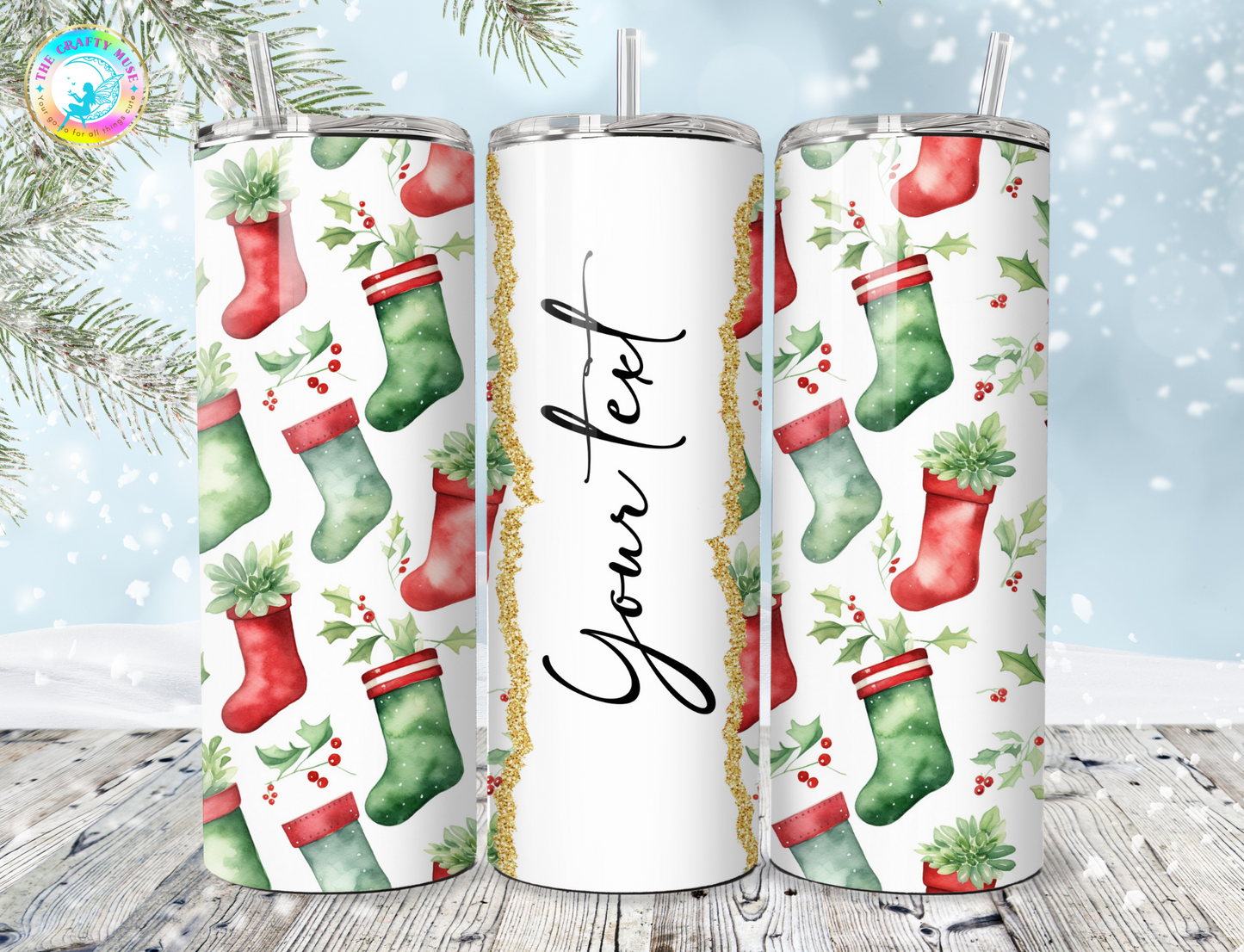Christmas Themed Personalized 20 oz Tumblers