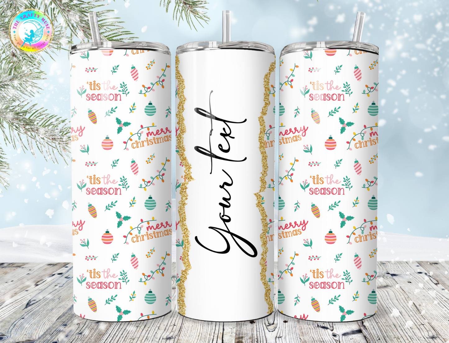 Christmas Themed Personalized 20 oz Tumblers