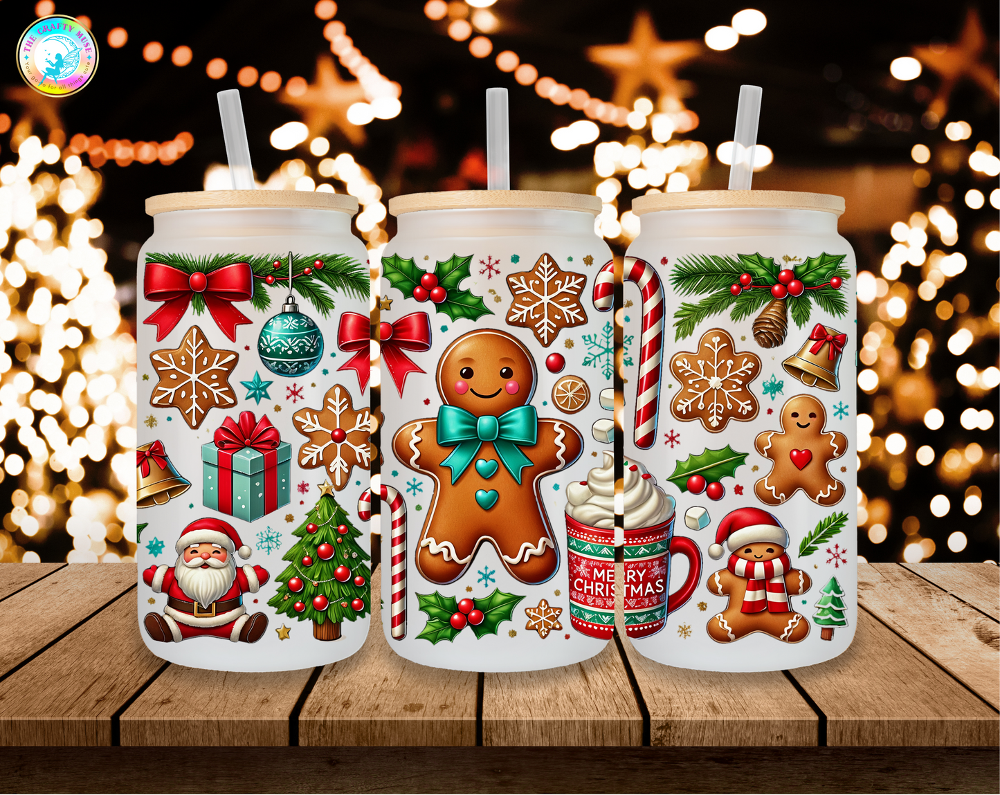 16 oz Christmas Themed Can Glass