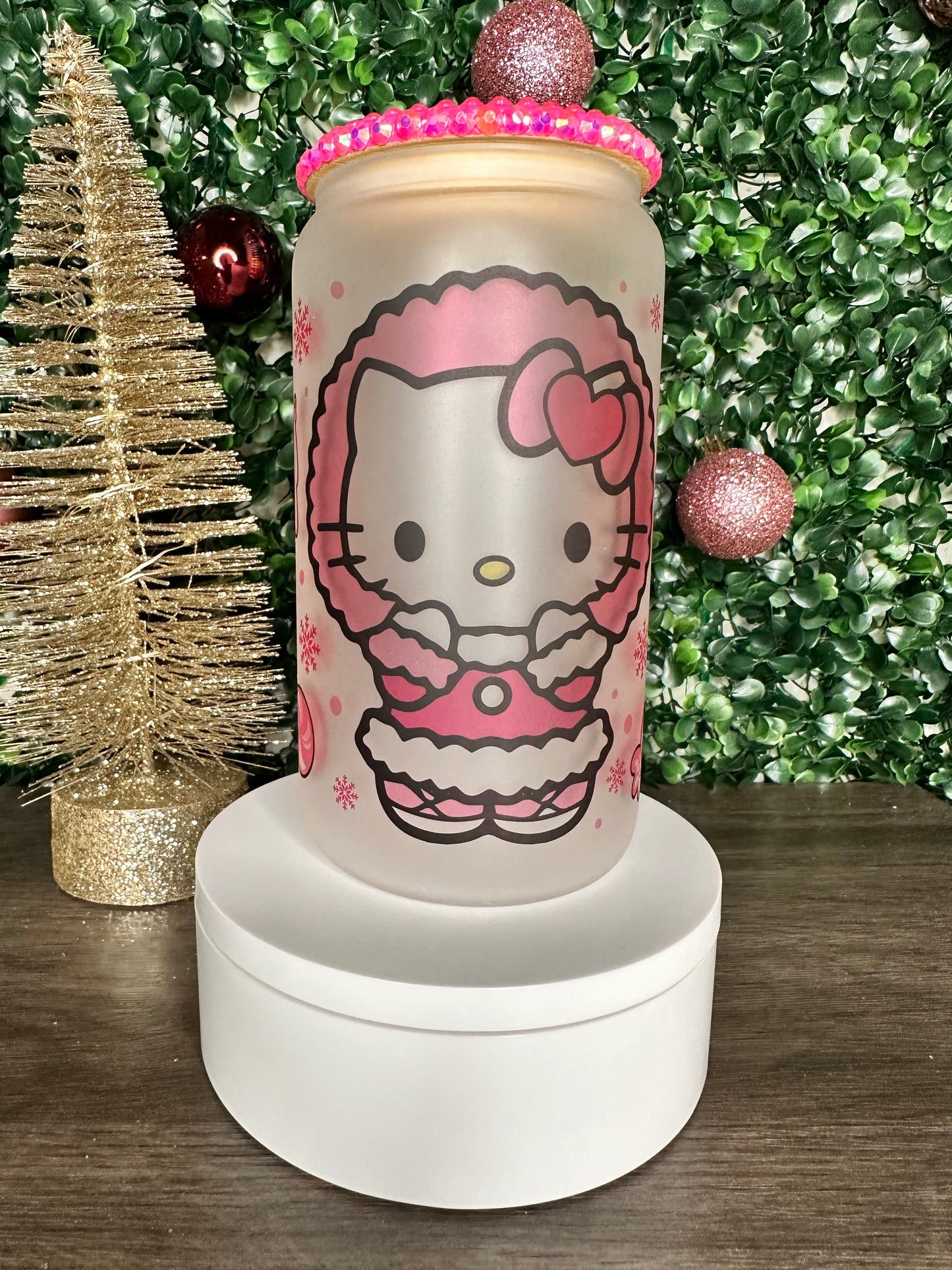 16 oz Matte Glass Can (Customizable) with Bamboo Lid & Straw