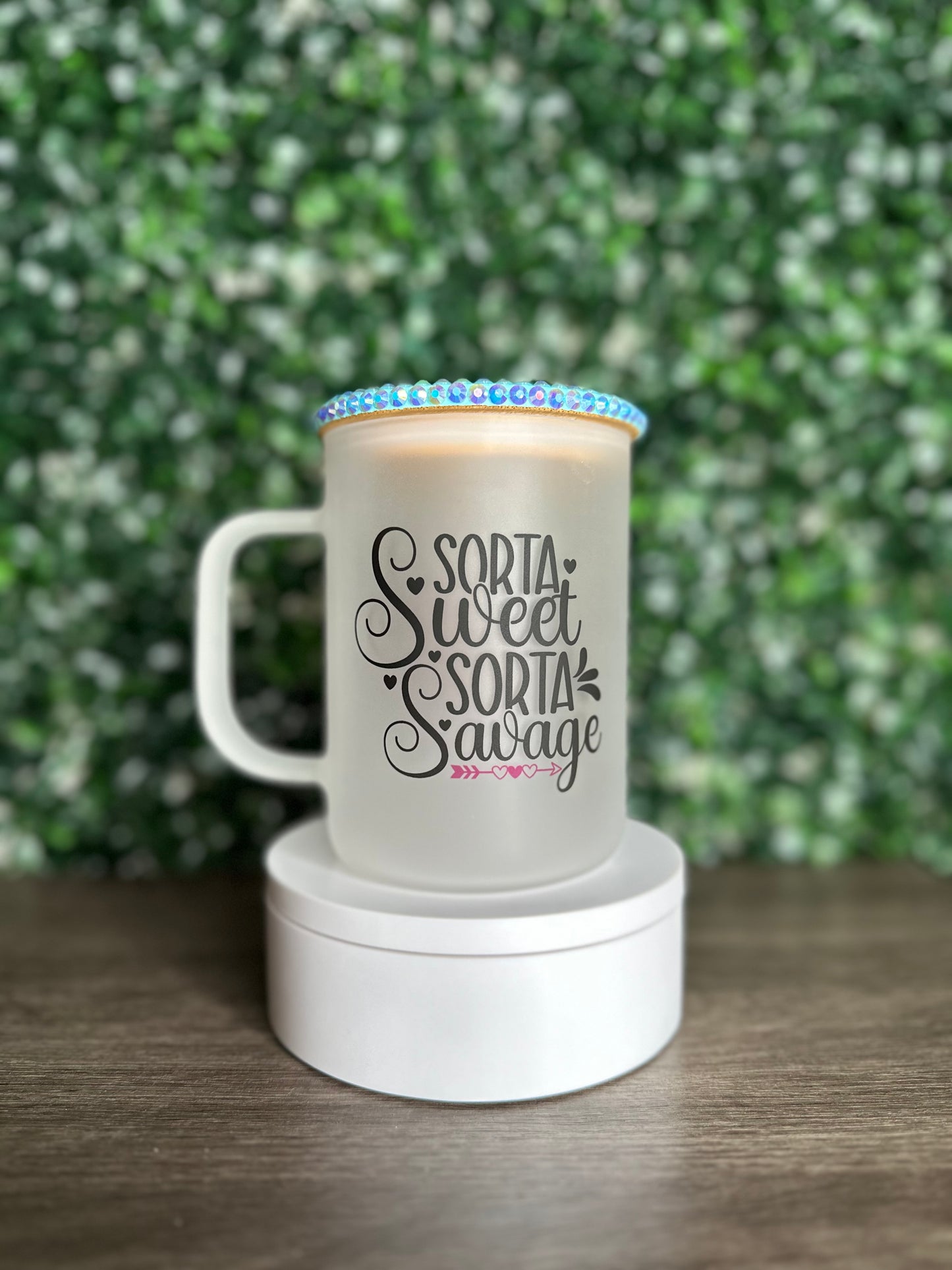 17 oz Matte Glass Mug (Customizable) with Bamboo Lid & Straw