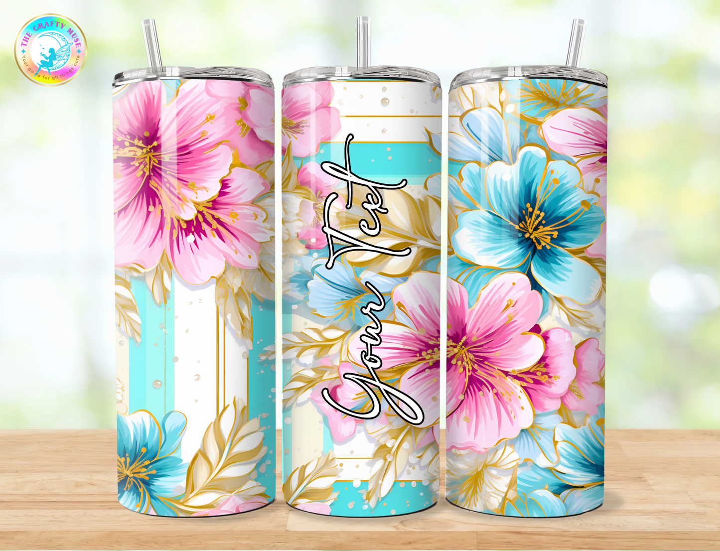 Floral Themed Personalized 20 oz Tumblers