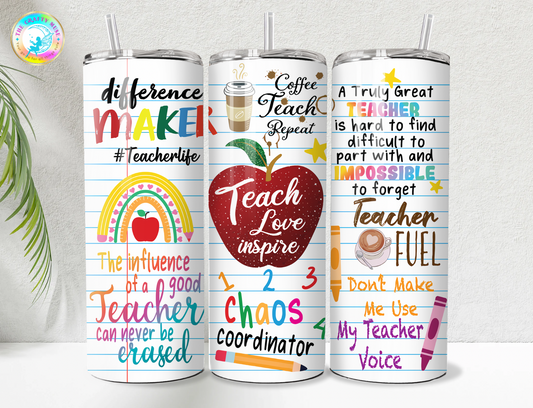 Teacher Appreciation Themed 20 oz Tumblers