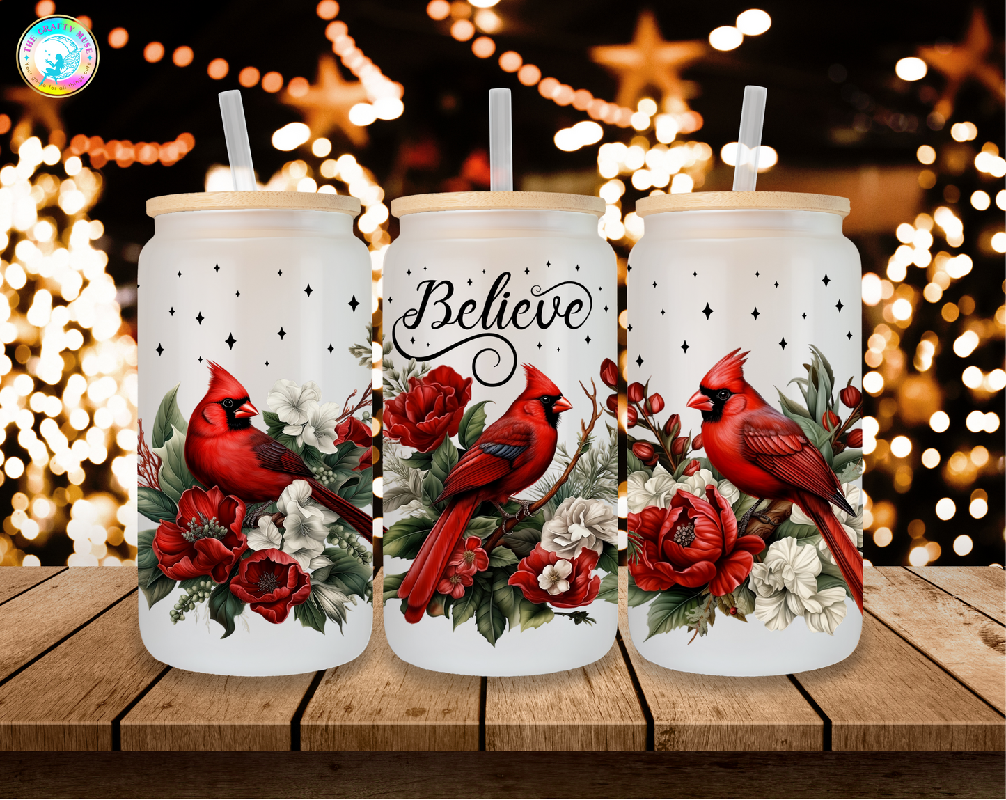16 oz Christmas Themed Can Glass