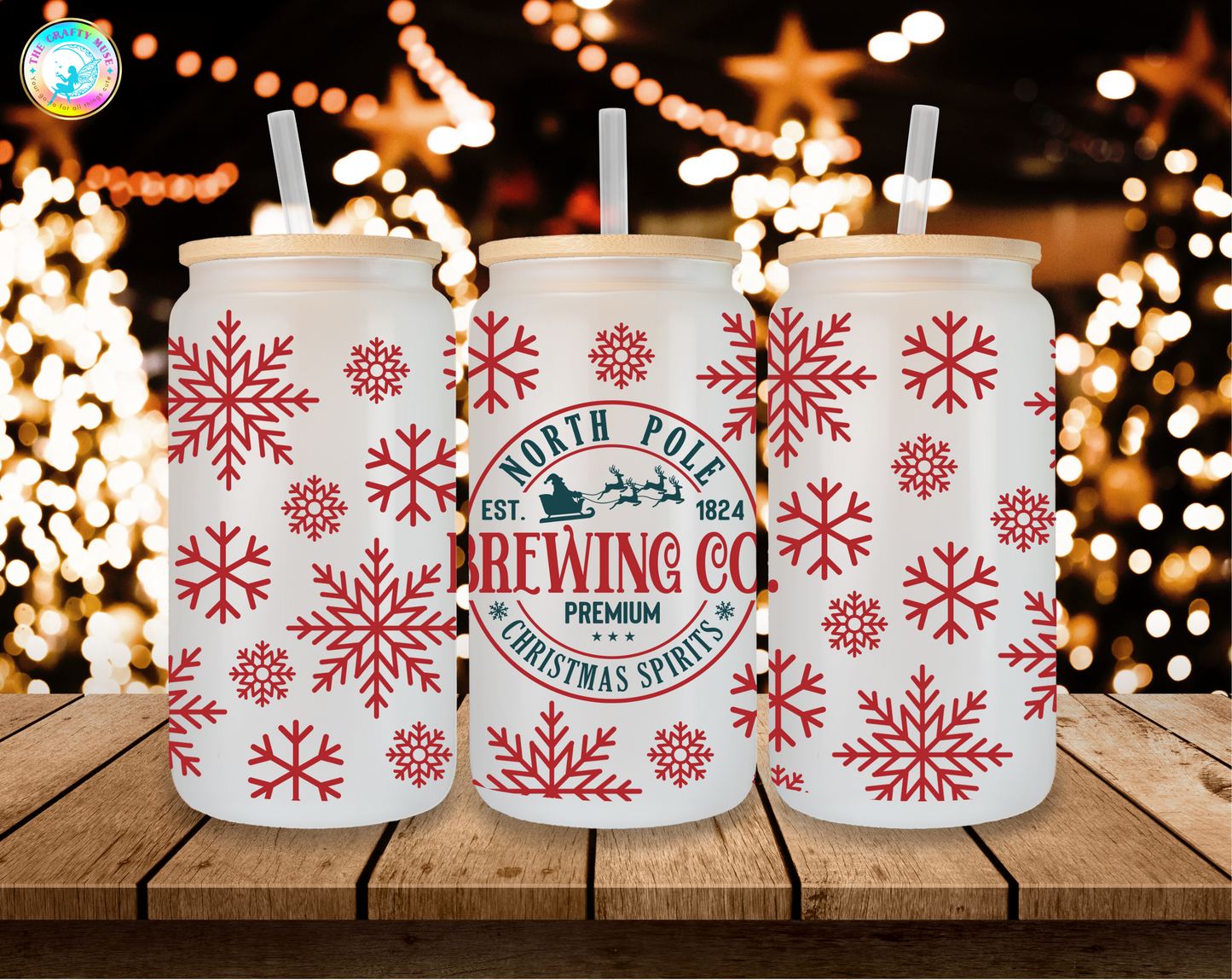 16 oz Christmas Themed Can Glass