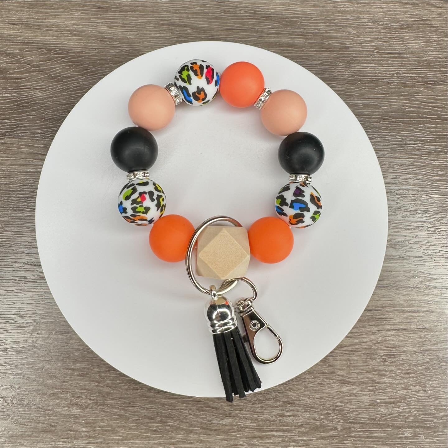 Beaded Silicone Wristlet Keychain