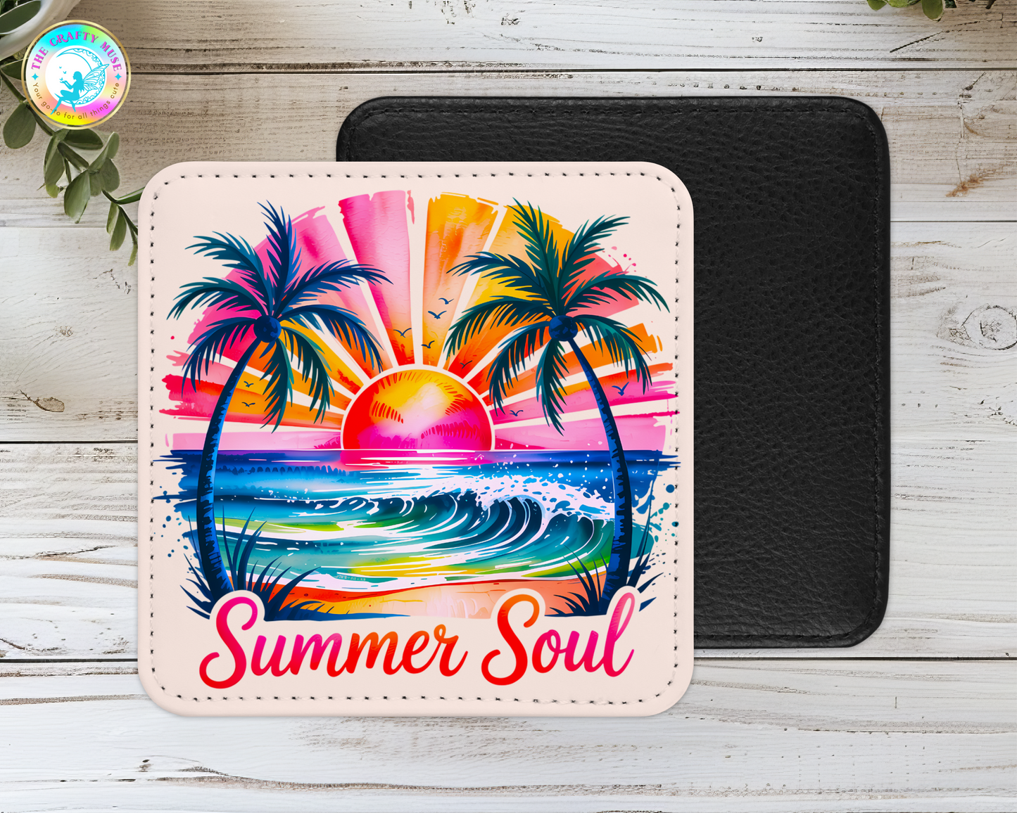 Summer Themed Pu-Leather Coasters