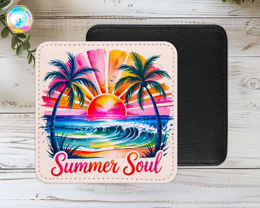 Summer Themed Pu-Leather Coasters